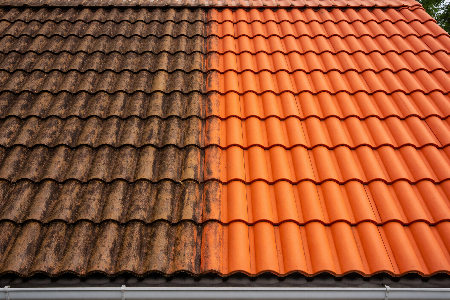 Avant après nettoyage toiture Andernos Bassin Arcachon